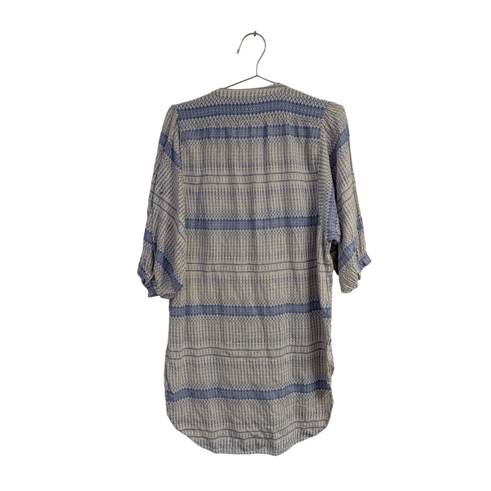 Maeve Anthropologie‎ Lena Yarn Dyed Tunic Oversized Boho Chic Blue White XS - Picture 9 of 9